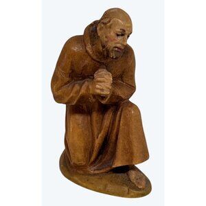 Anri Italy Hand Carved Wood Christmas Nativity Shepherd Kneeling 3"